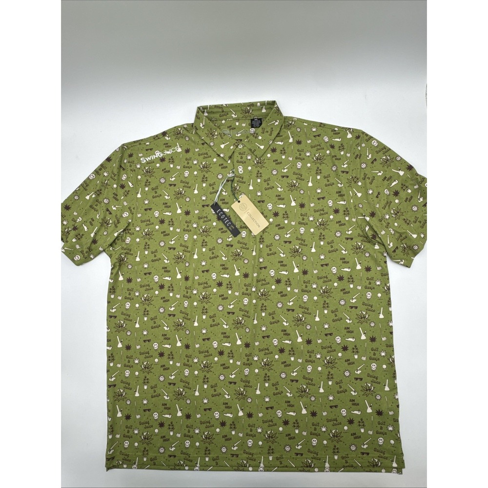NEW Men's Swing Juice Performance Men's Golf Polo Shirt Aim High Ganja Size 3XL